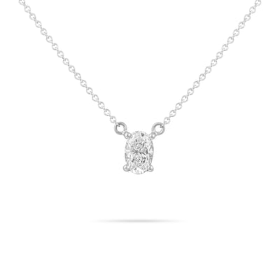 Oval Solitaire Diamond Necklace