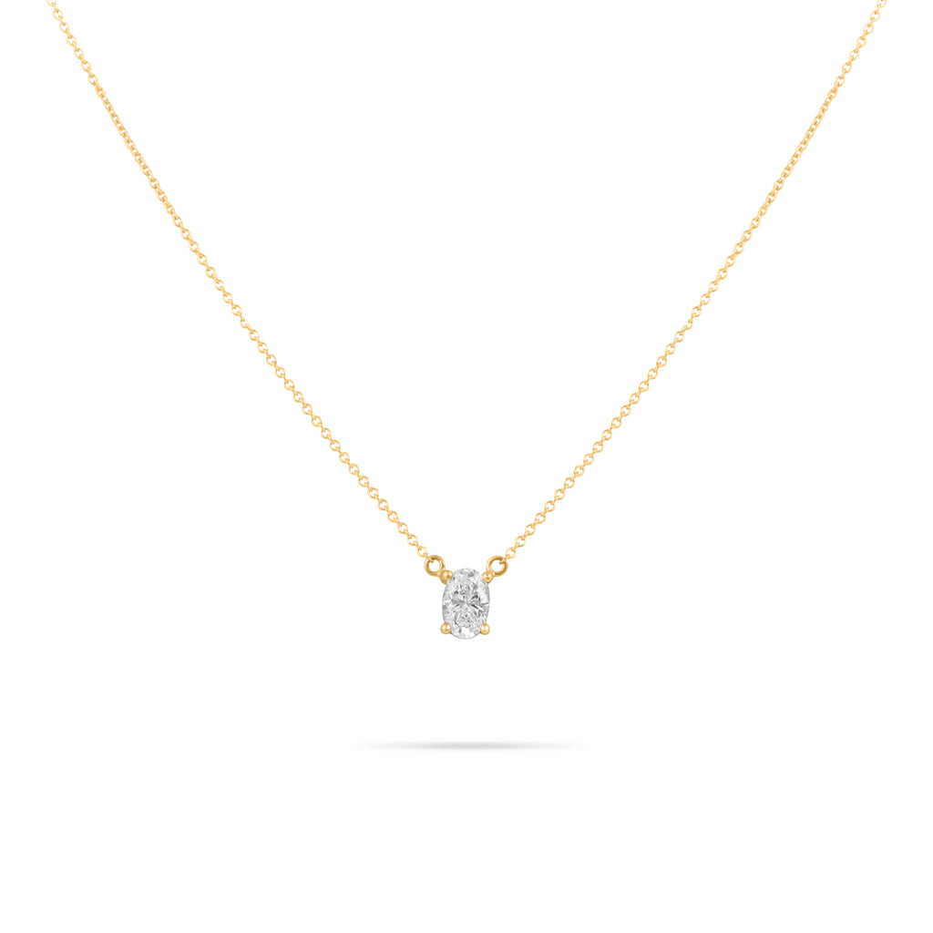 Oval Solitaire Diamond Necklace
