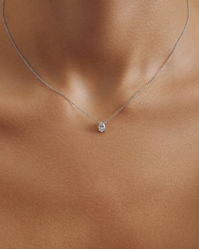 Oval Solitaire Diamond Necklace