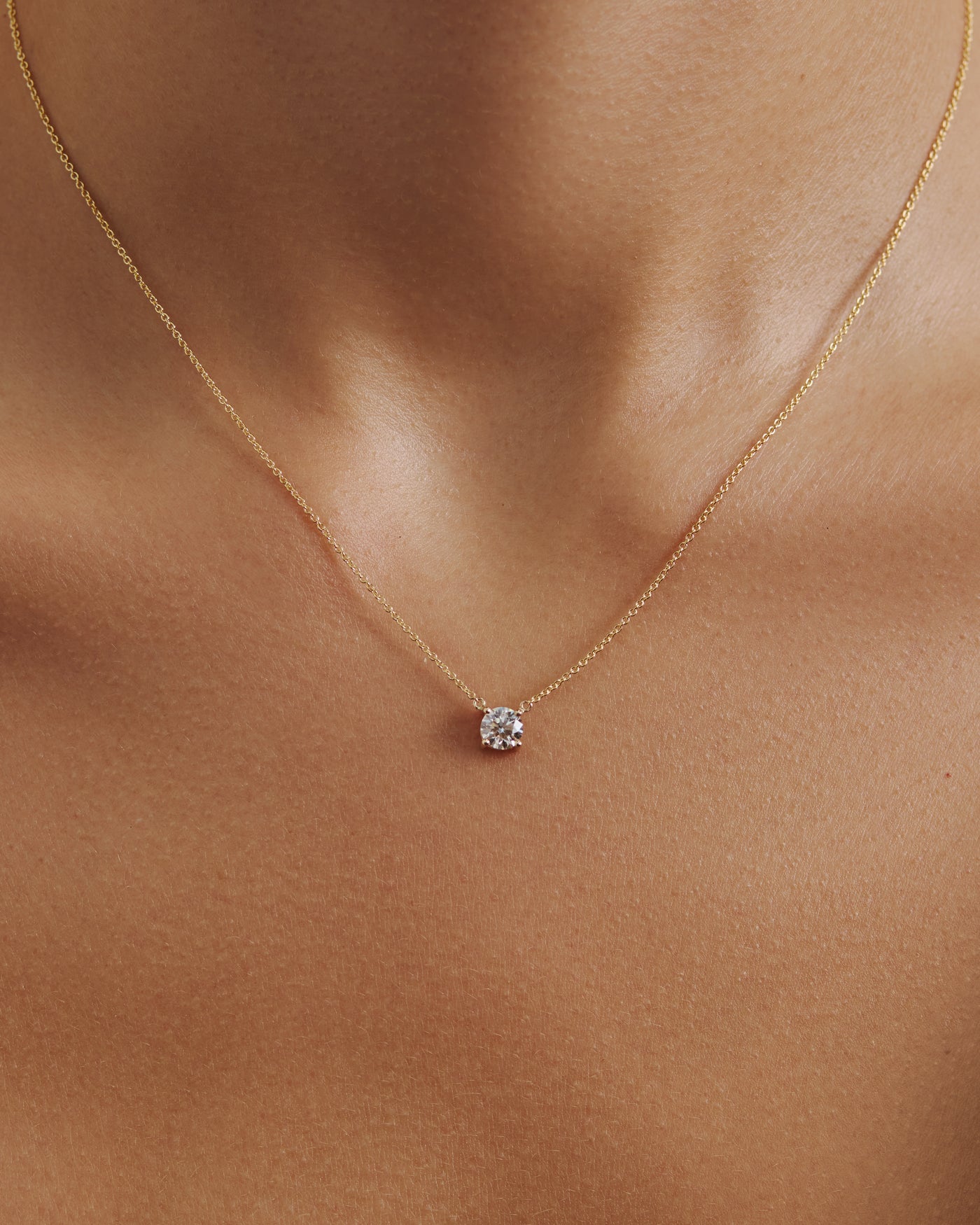Round Solitaire Diamond Necklace