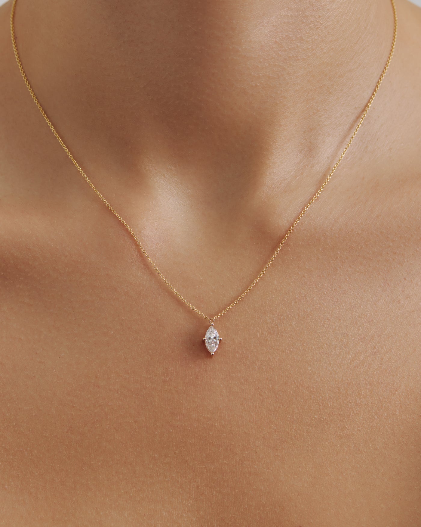Marquise Solitaire Diamond Necklace