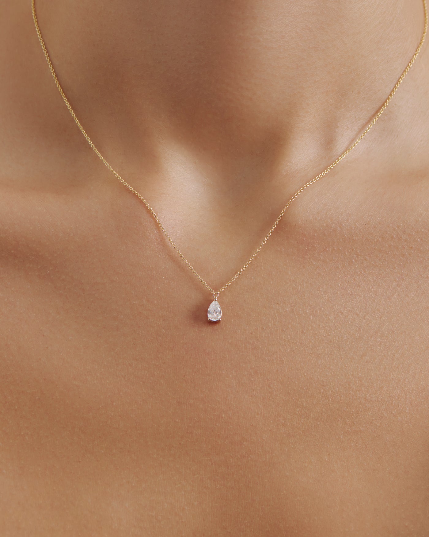 Pear Solitaire Diamond Necklace