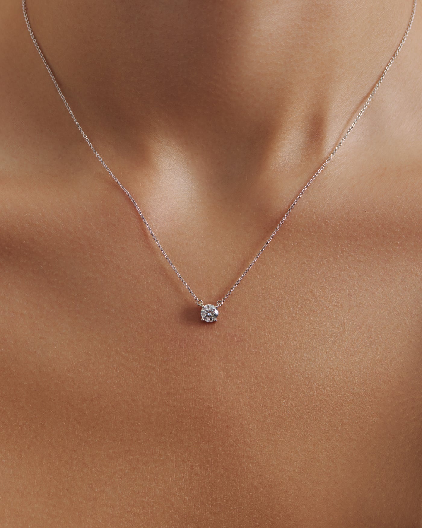 Round Solitaire Diamond Necklace