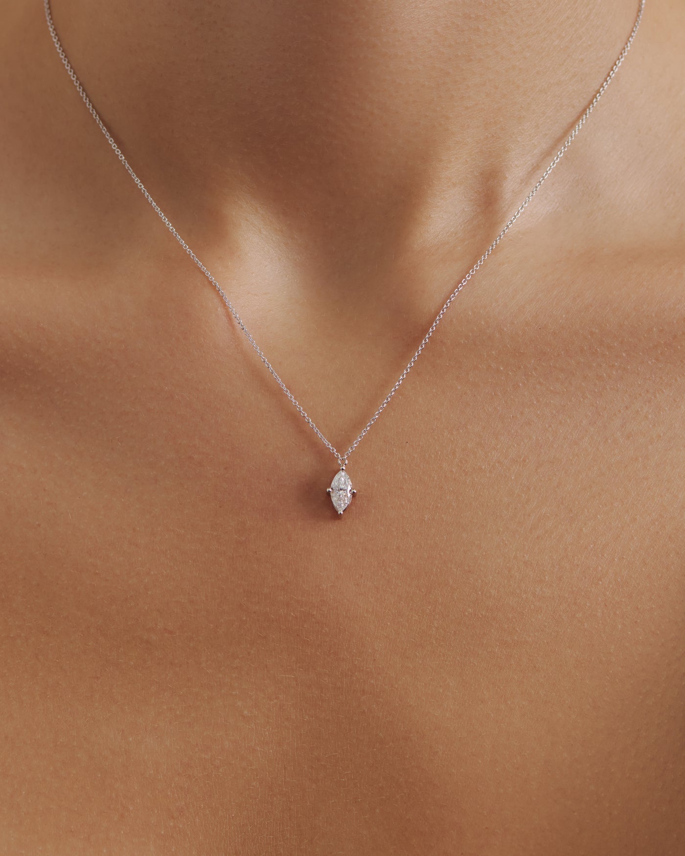 Marquise Solitaire Diamond Necklace