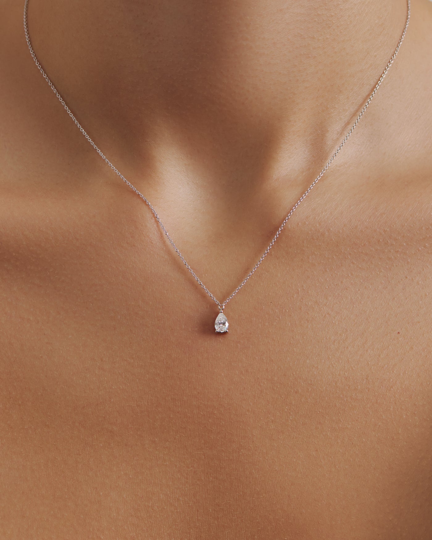 Pear Solitaire Diamond Necklace